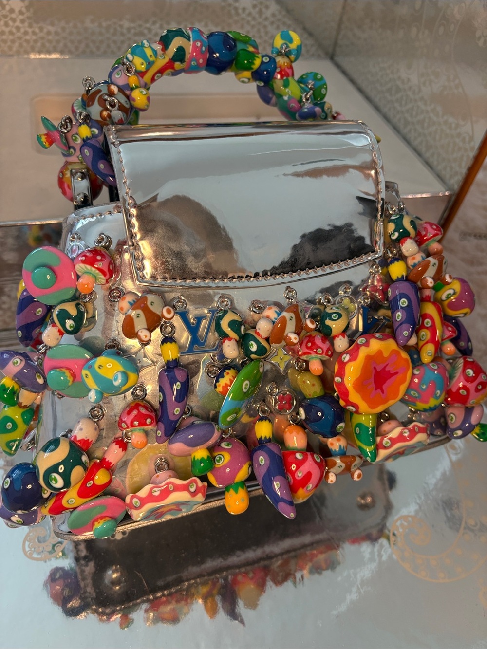 MAKE OFFER Louis Vuitton RARE Takashi Murakami mini mushroom capucines - Picture 7 of 9